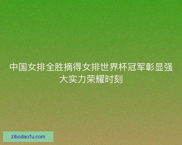 中国女排全胜摘得女排世界杯冠军彰显强大实力荣耀时刻